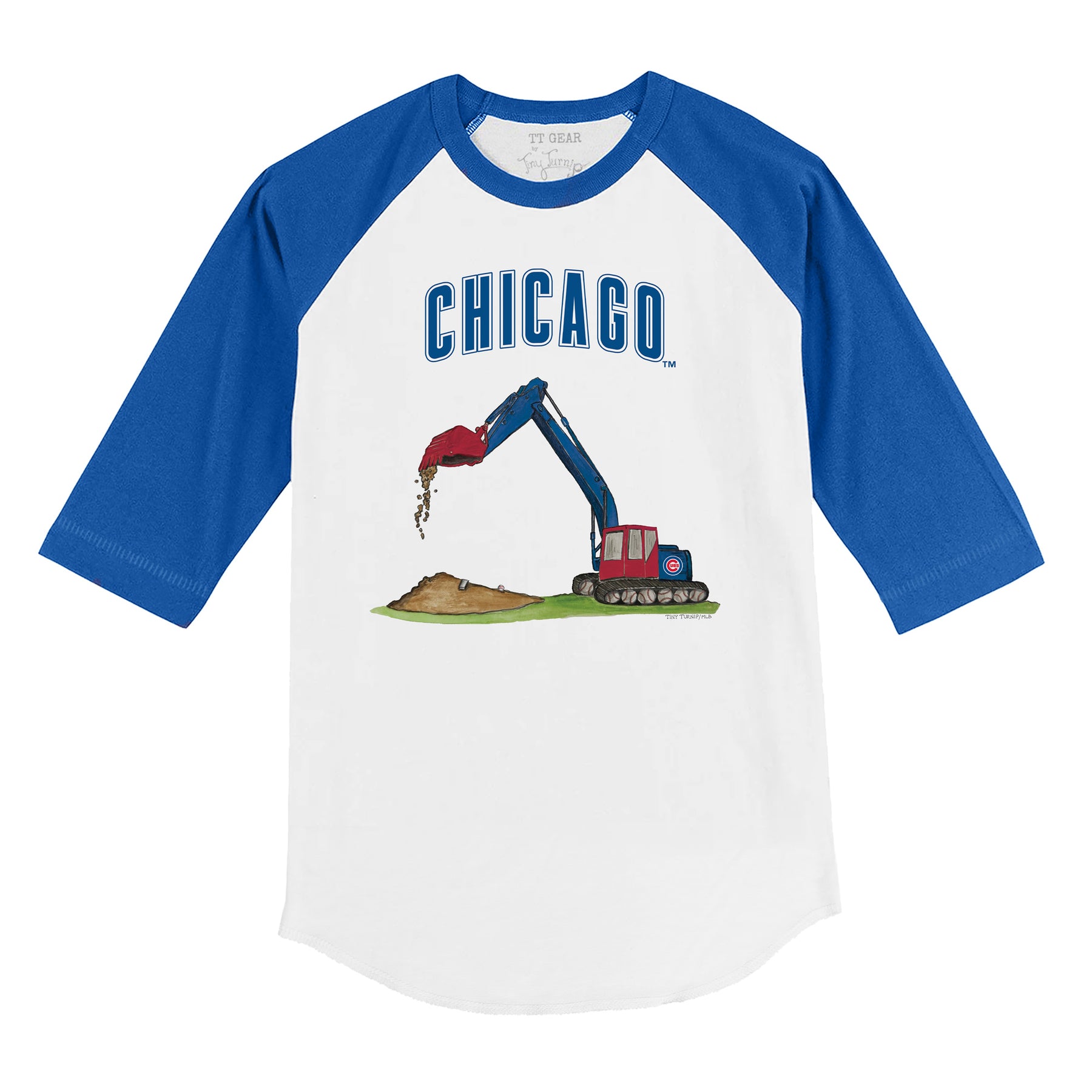 Chicago Cubs Excavator 3/4 Royal Blue Sleeve Raglan