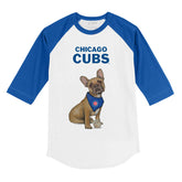 Chicago Cubs French Bulldog 3/4 Royal Blue Sleeve Raglan