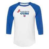 Chicago Cubs Hot Girls 3/4 Royal Blue Sleeve Raglan