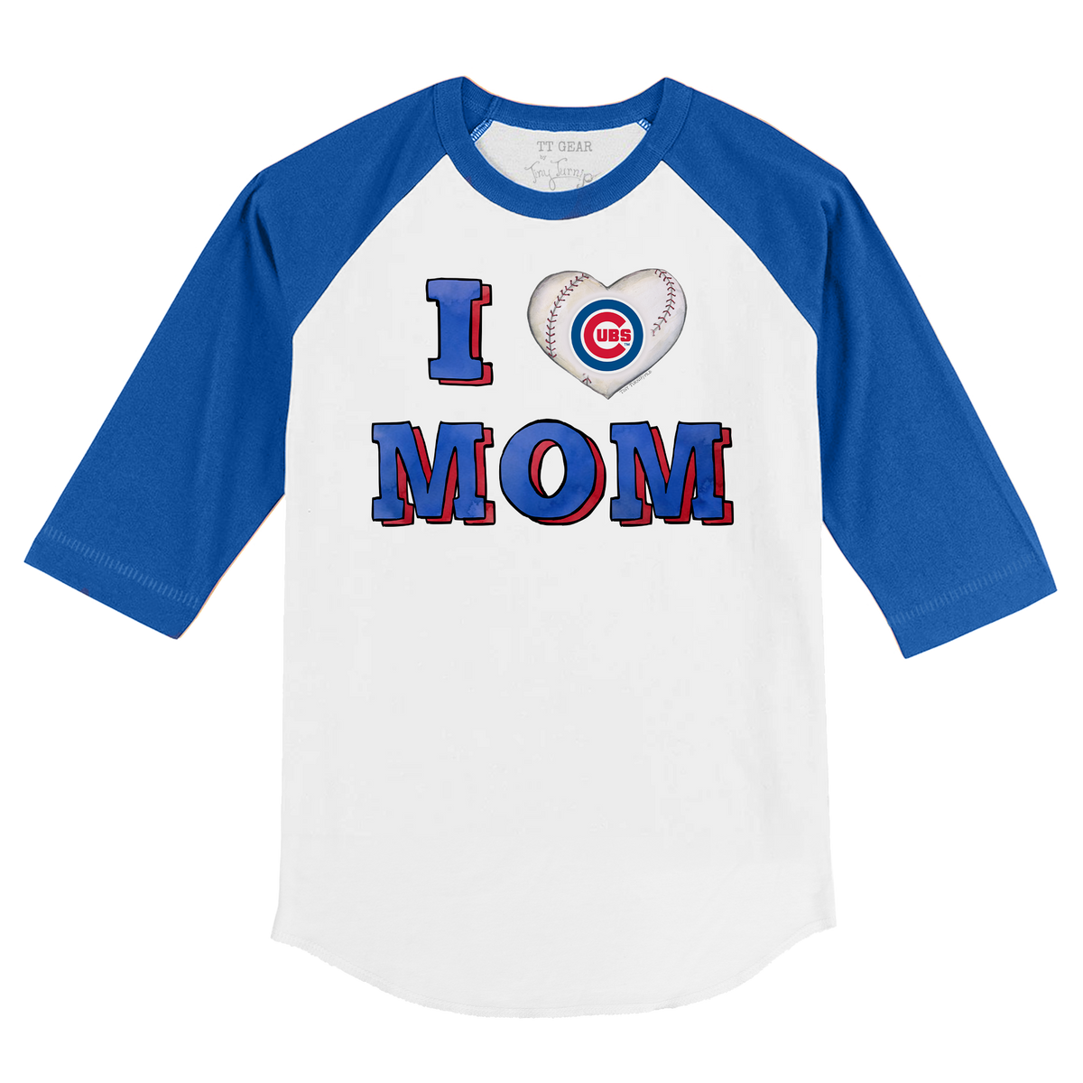 Chicago Cubs I Love Mom 3/4 Royal Blue Sleeve Raglan