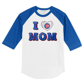 Chicago Cubs I Love Mom 3/4 Royal Blue Sleeve Raglan