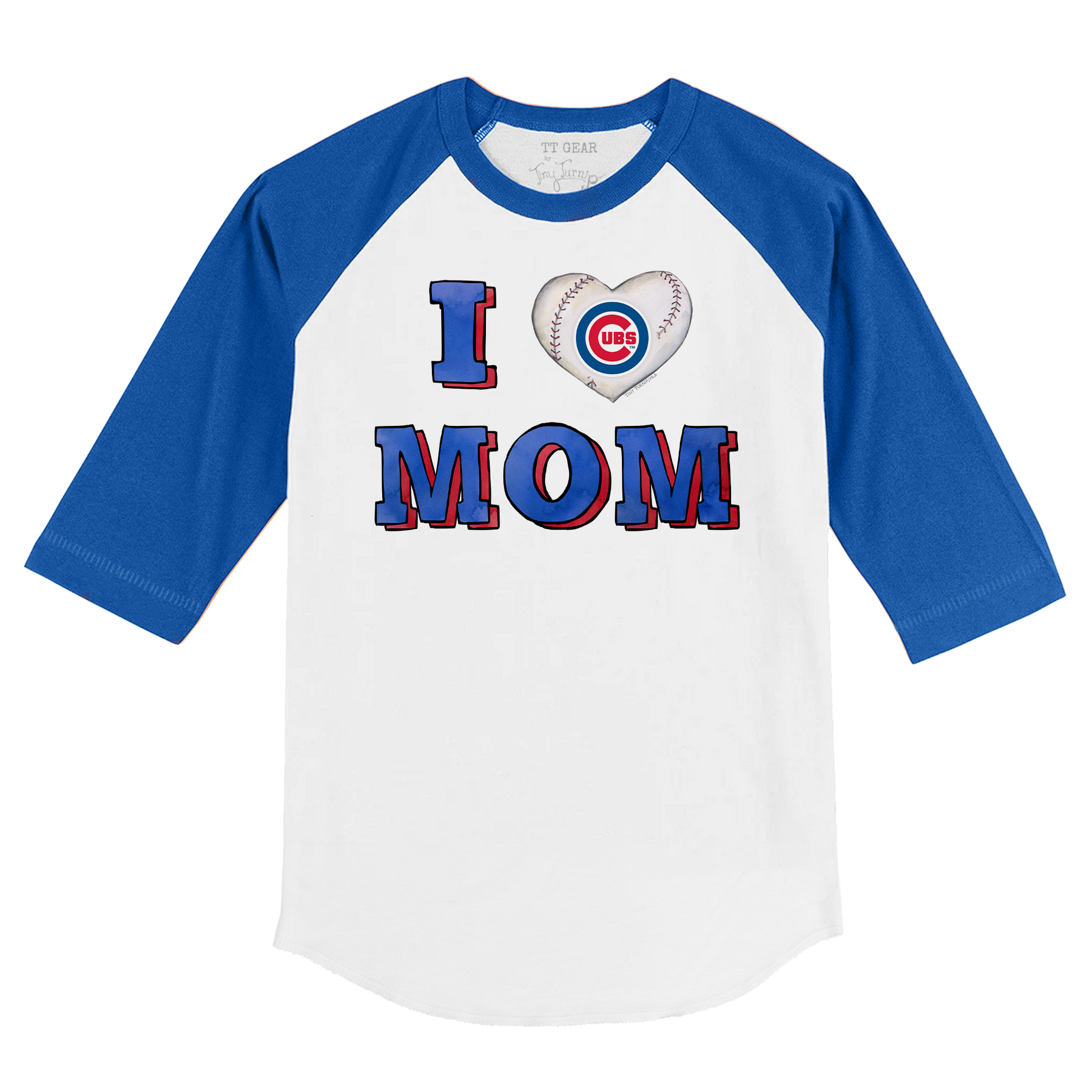 Chicago Cubs I Love Mom 3/4 Royal Blue Sleeve Raglan