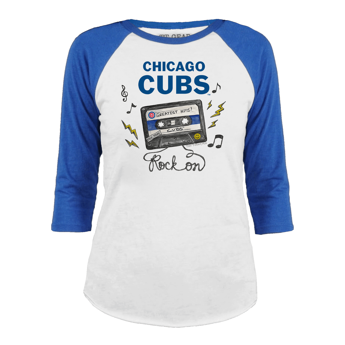 Chicago Cubs Mixtape 3/4 Royal Blue Sleeve Raglan