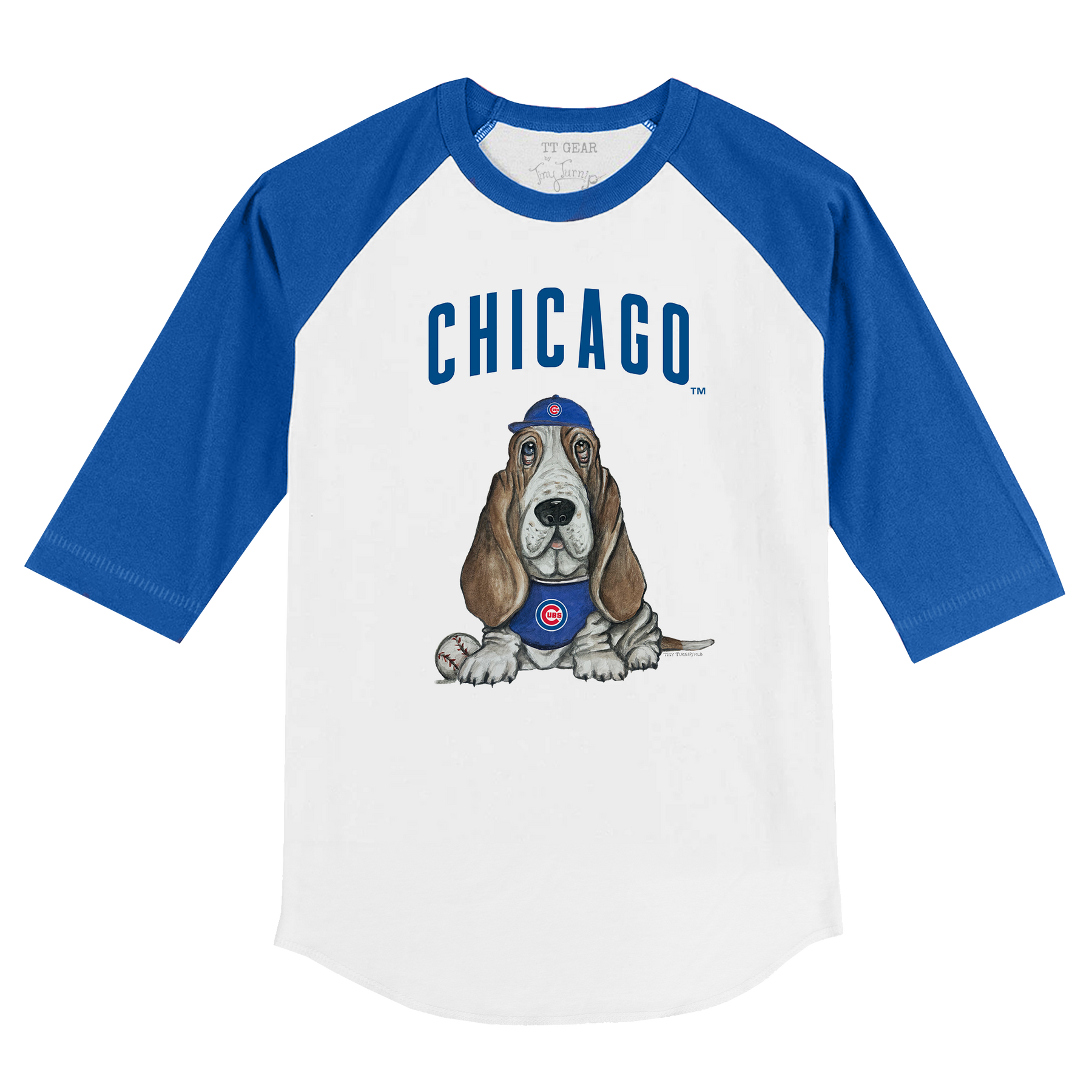 Chicago Cubs Puddy 3/4 Royal Blue Sleeve Raglan - Tiny Turnip