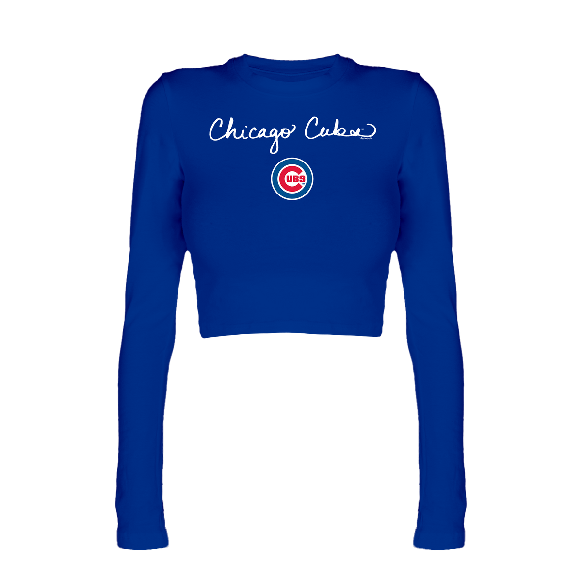 Chicago Cubs Script Candice Crop Long Sleeve