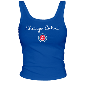 Chicago Cubs Logo Script Ribbed Tank - Tiny Turnip