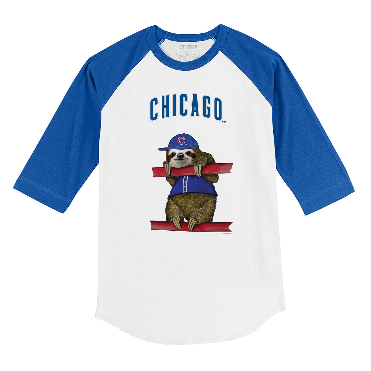 Chicago Cubs Sloth 3/4 Royal Blue Sleeve Raglan