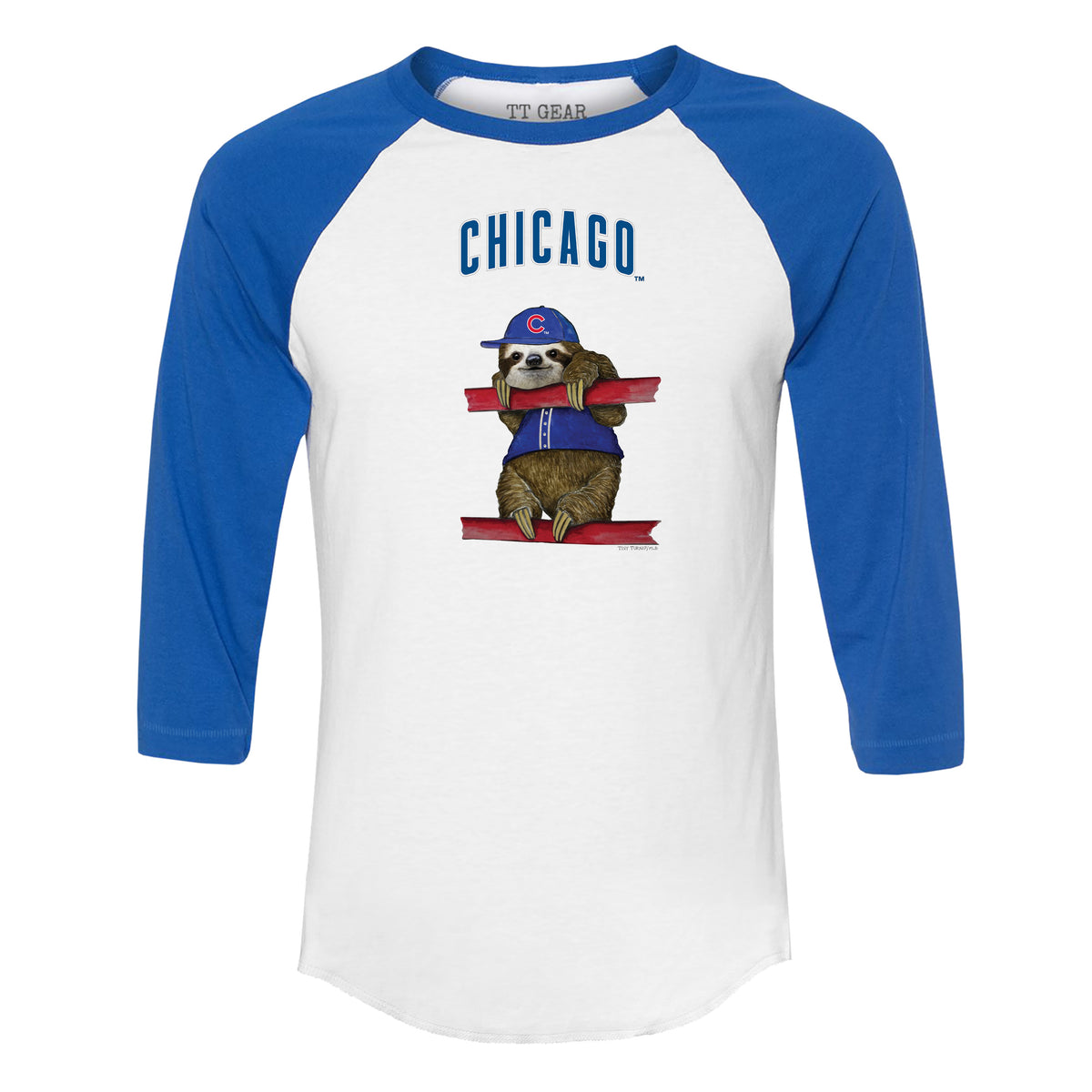 Chicago Cubs Sloth 3/4 Royal Blue Sleeve Raglan