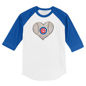 Chicago Cubs Stitched Heart 3/4 Royal Blue Sleeve Raglan - Tiny Turnip
