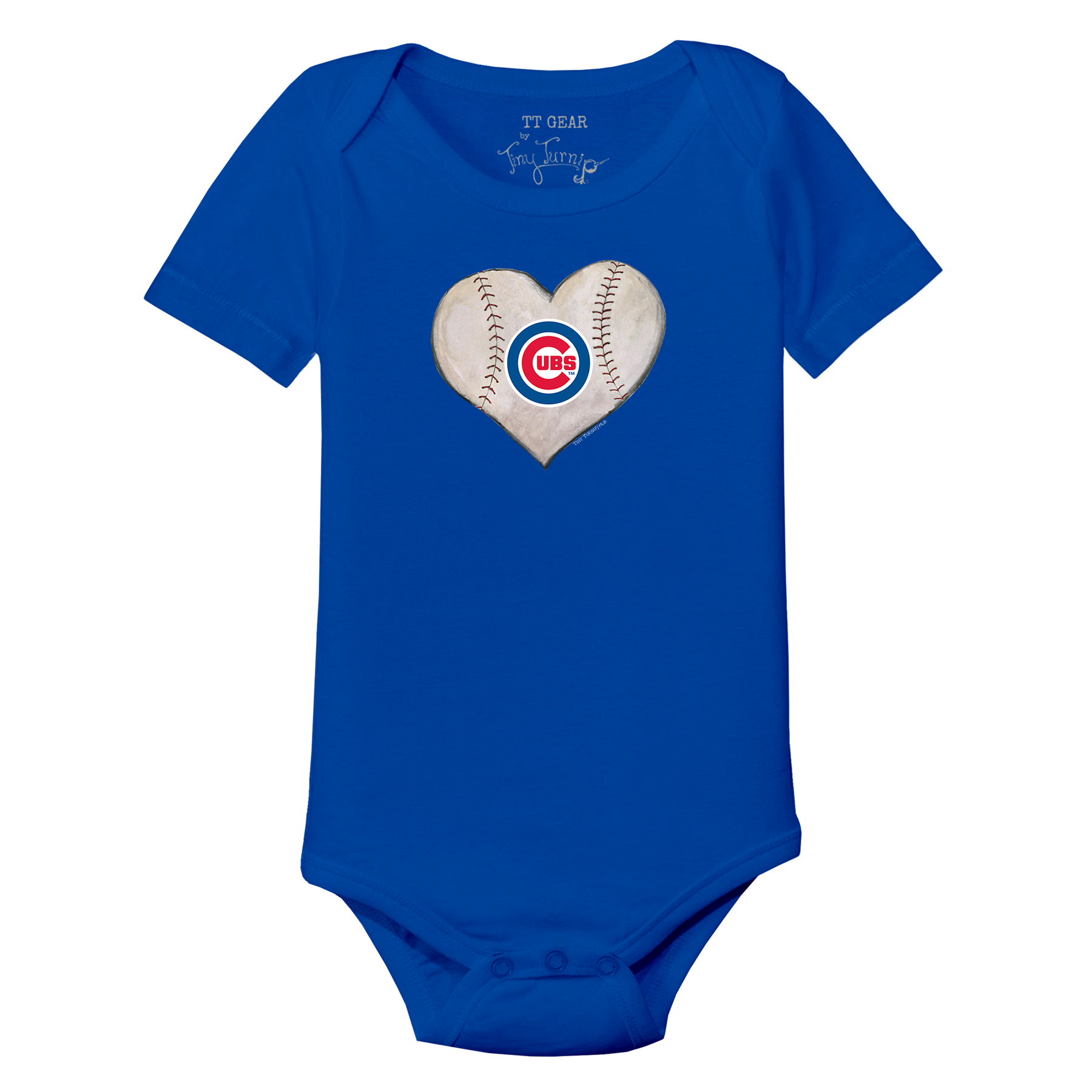 Chicago Cubs Stitched Heart Short Sleeve Snapper - Tiny Turnip