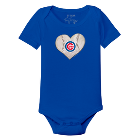 Chicago Cubs Stitched Heart Short Sleeve Snapper - Tiny Turnip