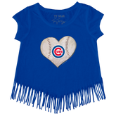 Chicago Cubs Stitched Heart Fringe Tee - Tiny Turnip
