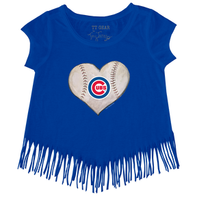 Chicago Cubs Stitched Heart Fringe Tee - Tiny Turnip