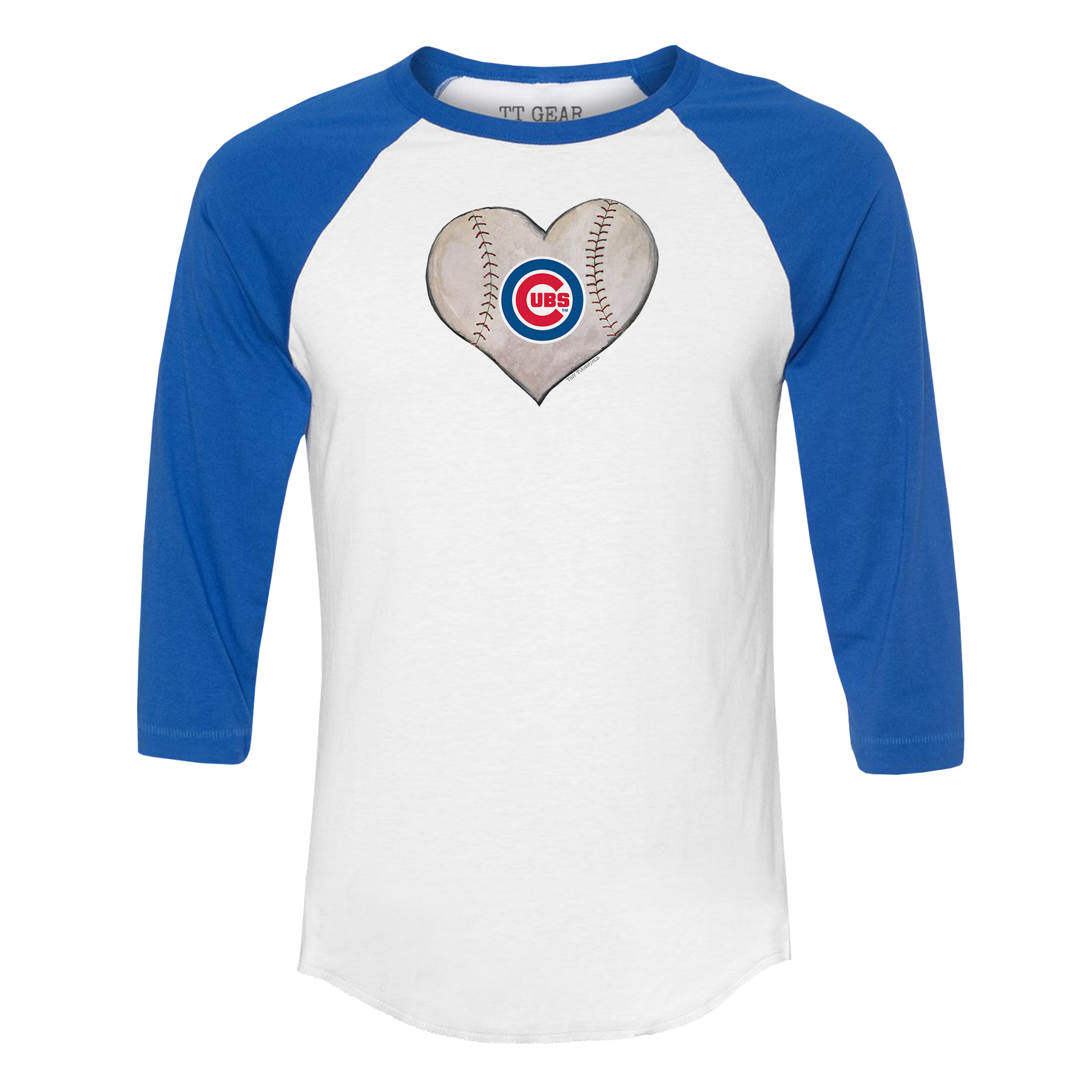 Chicago Cubs Stitched Heart 3/4 Royal Blue Sleeve Raglan - Tiny Turnip