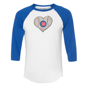 Chicago Cubs Stitched Heart 3/4 Royal Blue Sleeve Raglan - Tiny Turnip