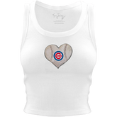 Chicago Cubs Baseball Heart Crop Tank - Tiny Turnip