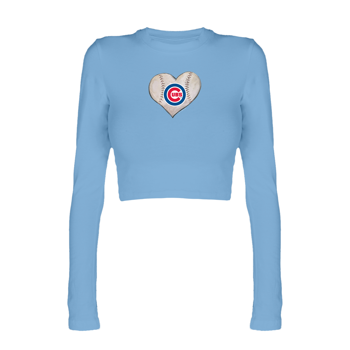 Chicago Cubs Baseball Heart Candice Crop Long Sleeve
