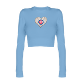 Chicago Cubs Baseball Heart Candice Crop Long Sleeve