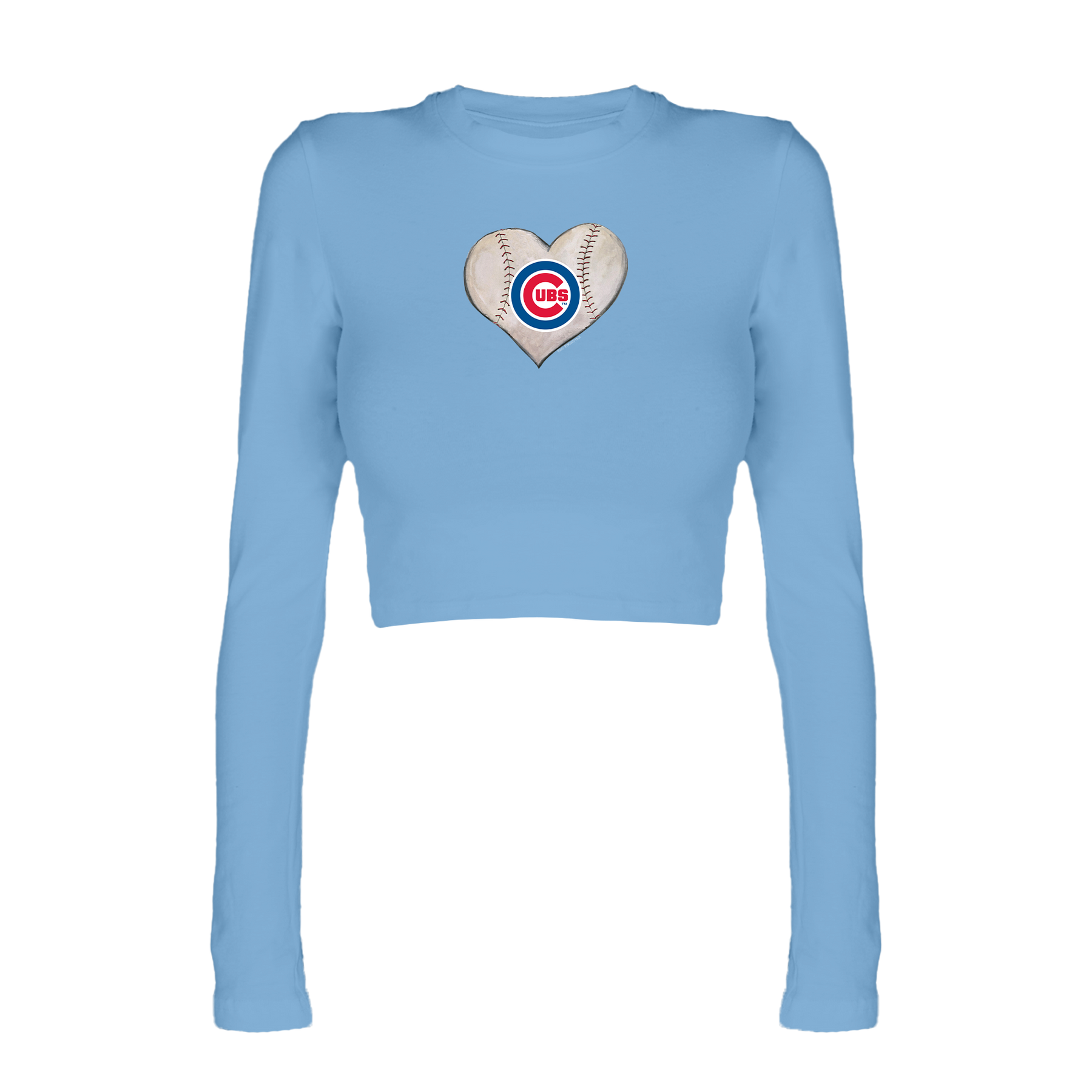 Chicago Cubs Baseball Heart Candice Crop Long Sleeve