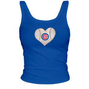 Chicago Cubs Baseball Heart Ribbed Tank - Tiny Turnip