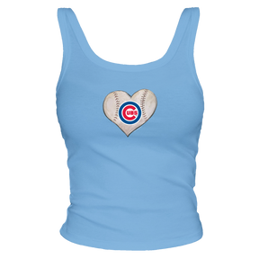 Chicago Cubs Baseball Heart Ribbed Tank - Tiny Turnip