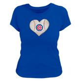 Chicago Cubs Stitched Heart Women's Tee Shirt - Tiny Turnip