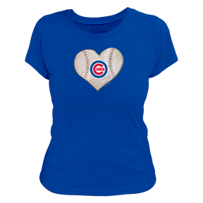 Chicago Cubs Stitched Heart Women's Tee Shirt - Tiny Turnip