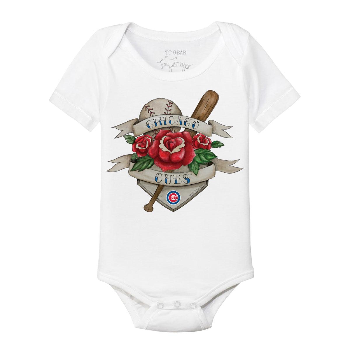 Chicago Cubs Tattoo Rose Short Sleeve Snapper