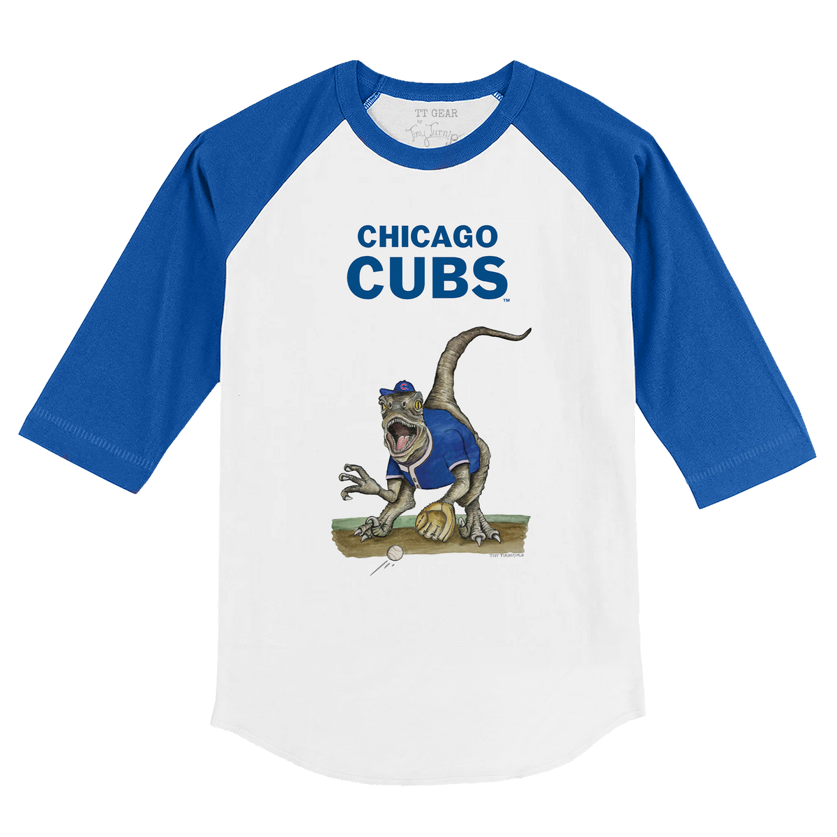 Chicago Cubs Velociraptor 3/4 Royal Blue Sleeve Raglan