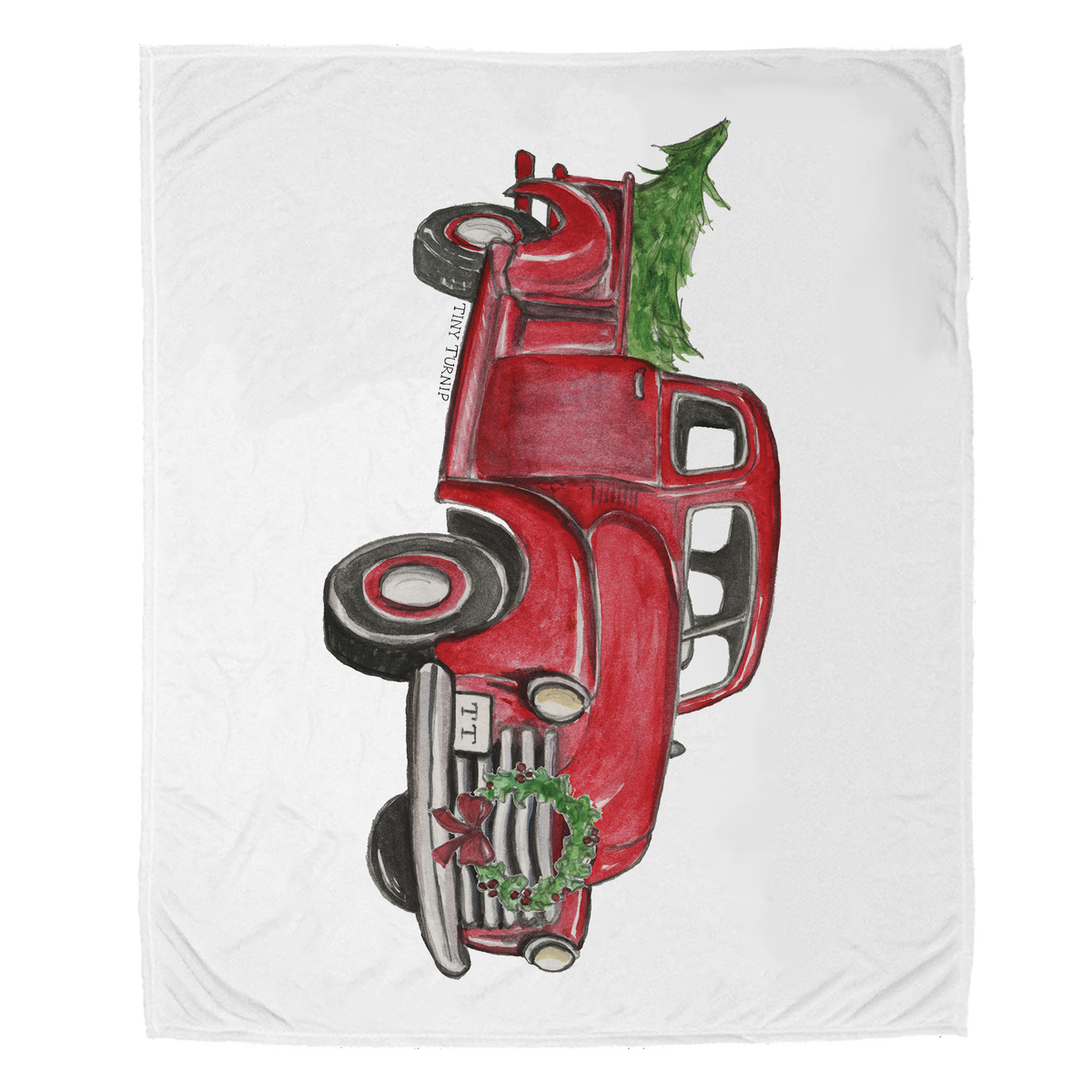 Vintage Christmas Truck Velveteen Plush Blanket