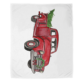 Vintage Christmas Truck Velveteen Plush Blanket