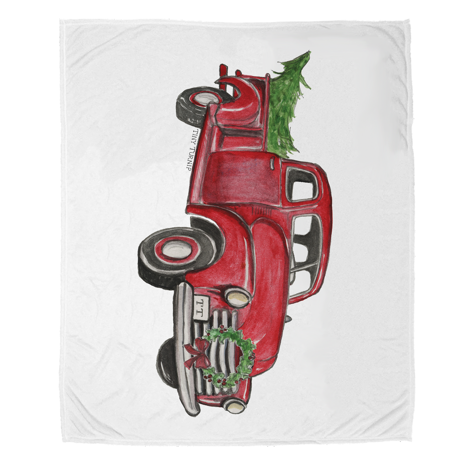 Vintage Christmas Truck Velveteen Plush Blanket