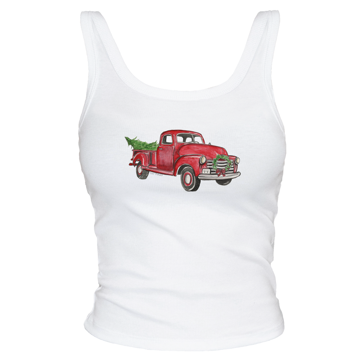 Vintage Christmas Truck Ribbed Tank