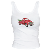 Vintage Christmas Truck Ribbed Tank