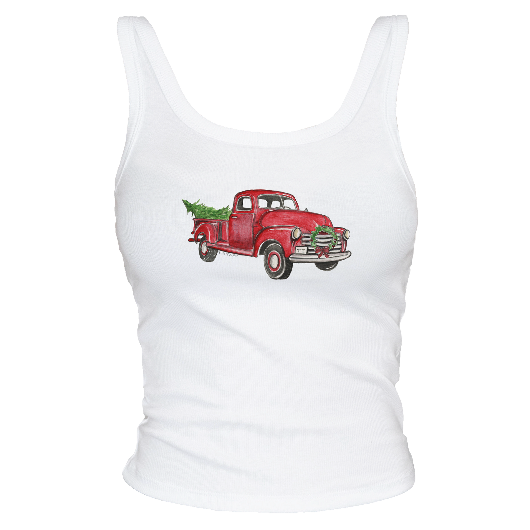 Vintage Christmas Truck Ribbed Tank
