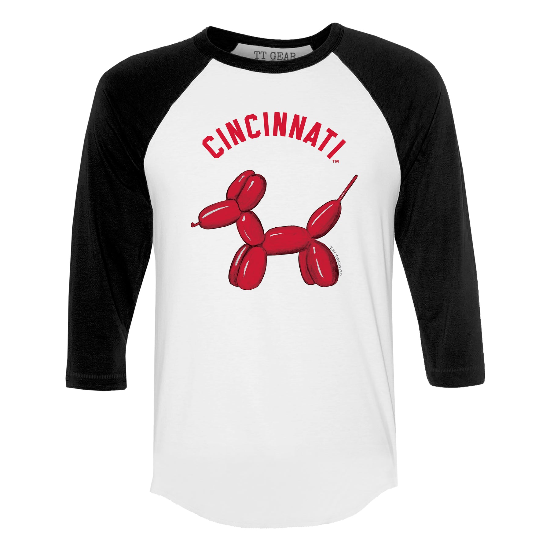 Cincinnati Reds Balloon Dog 3/4 Black Sleeve Raglan