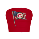 Cincinnati Reds Baseball Flag Crop Tube Top