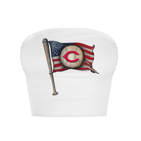 Cincinnati Reds Baseball Flag Crop Tube Top