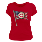 Cincinnati Reds Baseball Flag Women's Tee Shirt