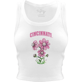 Cincinnati Reds Blooming Baseballs Crop Tank - Tiny Turnip