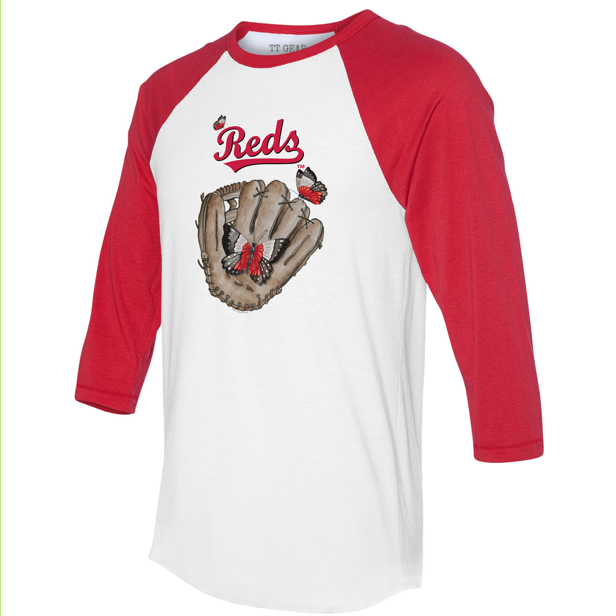 Cincinnati Reds Butterfly Glove 3/4 Red Sleeve Raglan