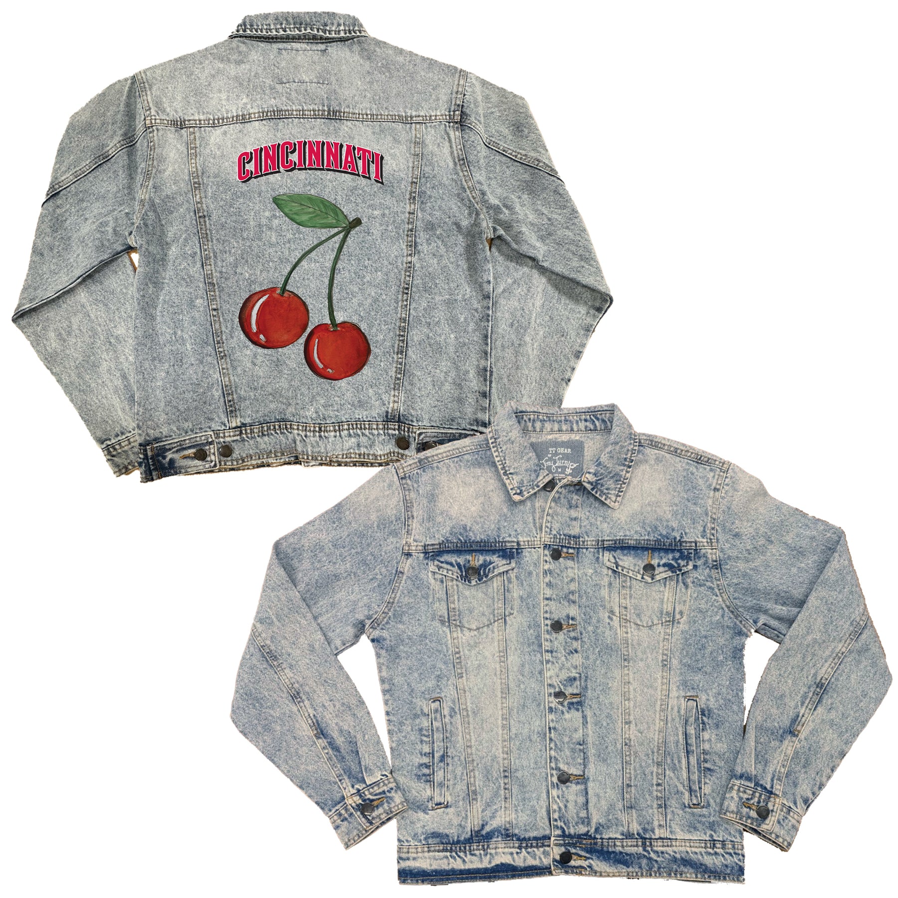 Cincinnati Reds Cherries Boyfriend Denim Jacket