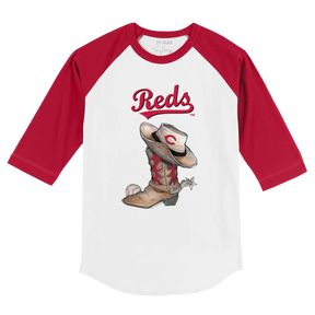 Cincinnati Reds Cowboy Boot 3/4 Red Sleeve Raglan