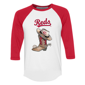 Cincinnati Reds Cowboy Boot 3/4 Red Sleeve Raglan