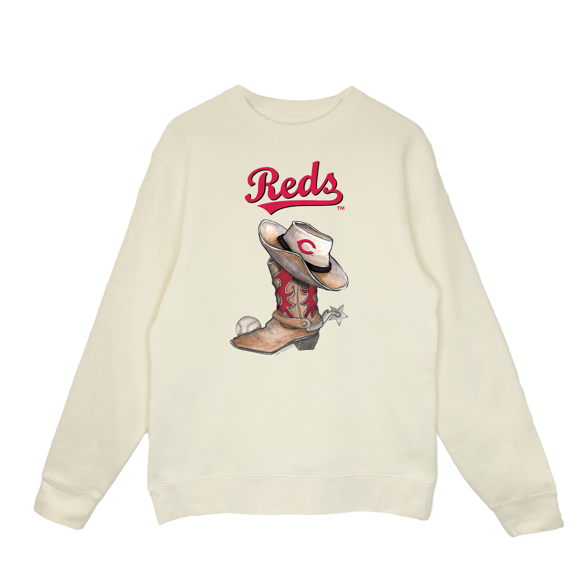 Cincinnati Reds Cowboy Boot Crewneck Sweatshirt