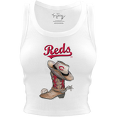 Cincinnati Reds Cowboy Boot Crop Tank - Tiny Turnip