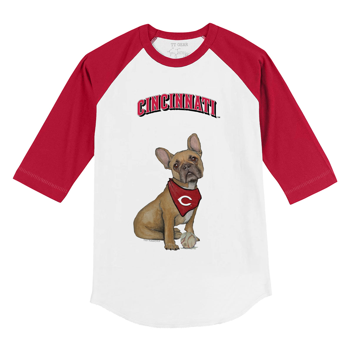 Cincinnati Reds French Bulldog 3/4 Red Sleeve Raglan