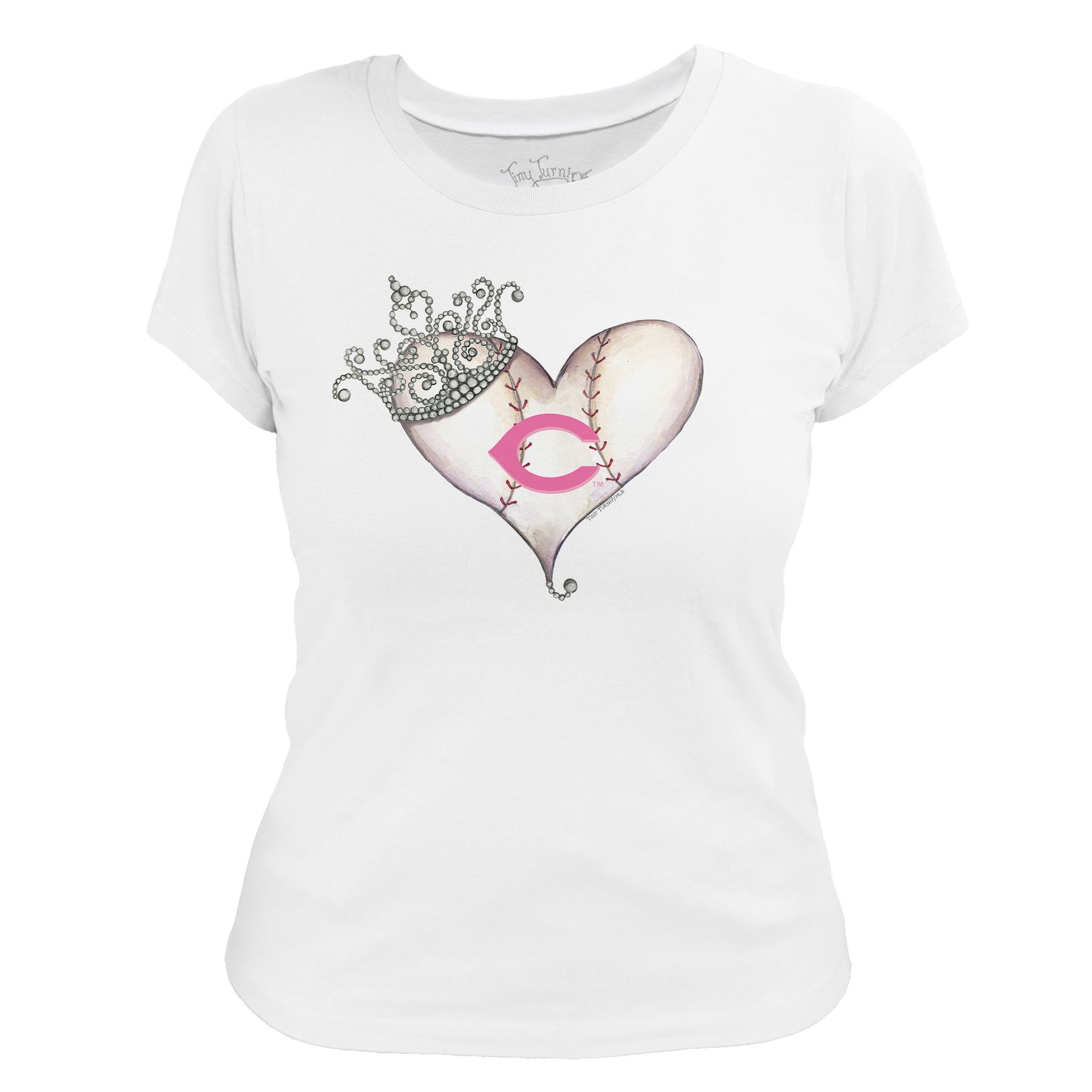 Cincinnati Reds Tiara Heart Tee Shirt - Tiny Turnip