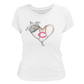 Cincinnati Reds Tiara Heart Tee Shirt - Tiny Turnip