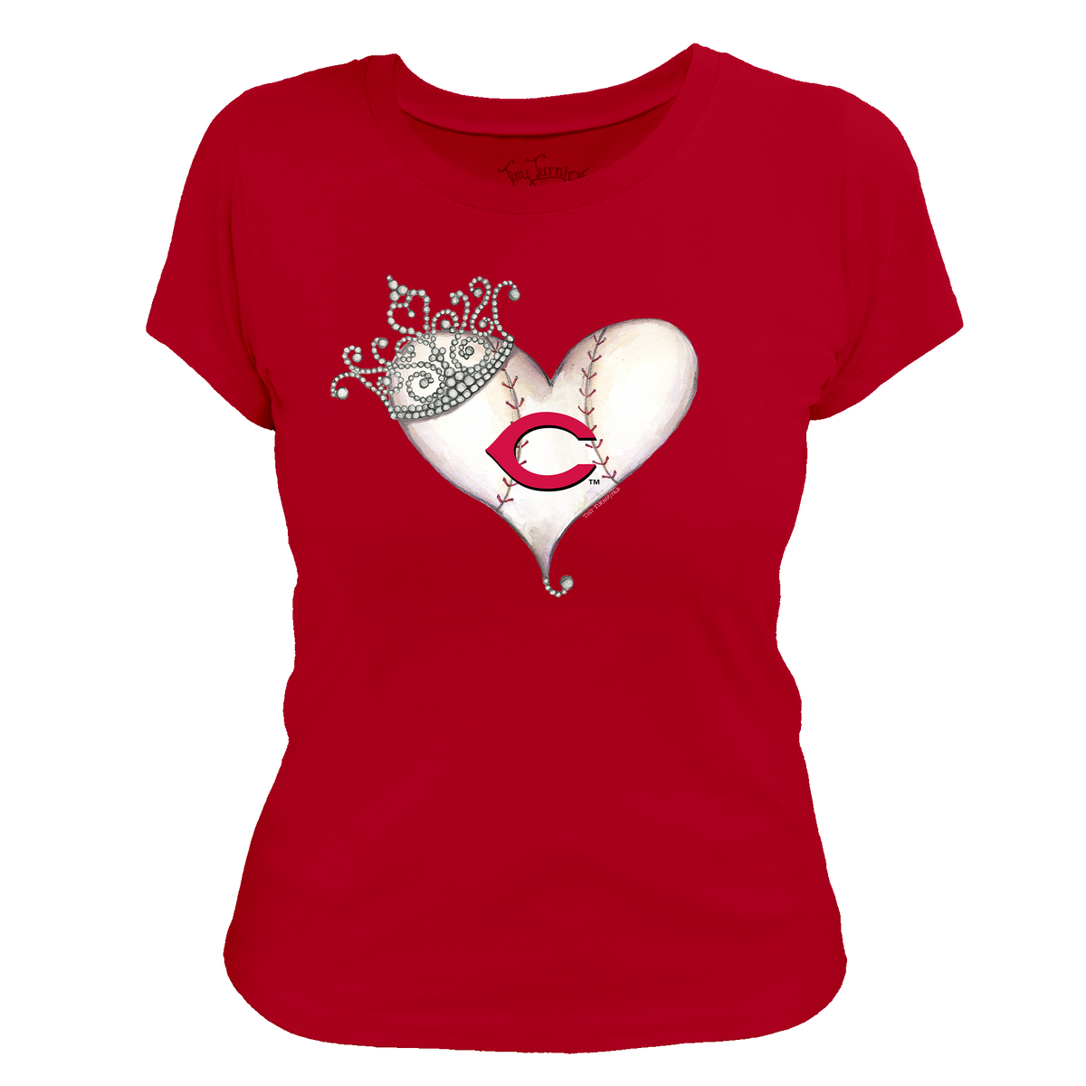 Cincinnati Reds Tiara Heart Tee Shirt - Tiny Turnip